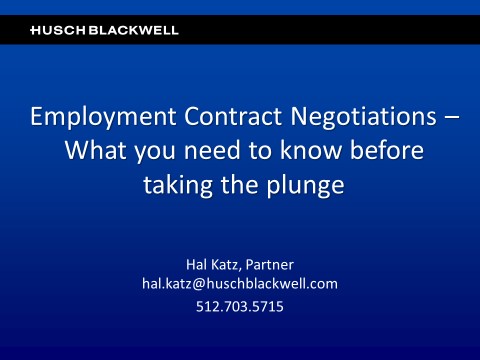 TM17 Employment Contract Negotiations Slide TM17 Employment Contract Negotiations Slide